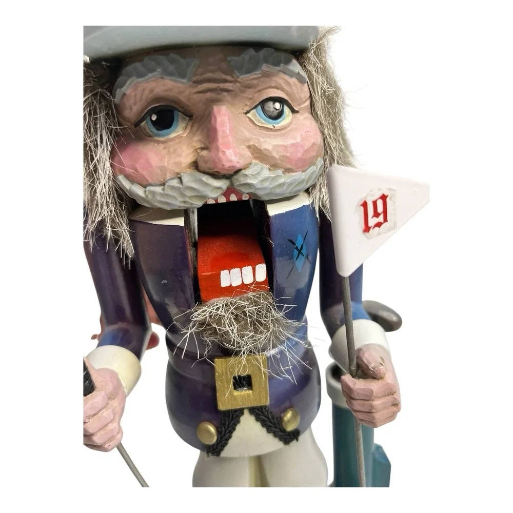 Golfer Christmas Nutcracker Wooden Bag Golf Clubs 19th Hole 11